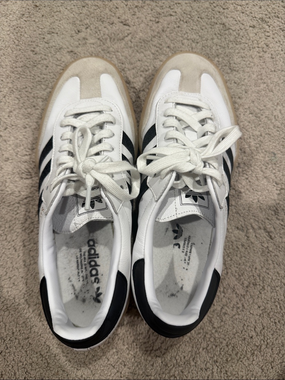 adidas Sambas White and Black Platform Sneakers - Picture 4 of 4